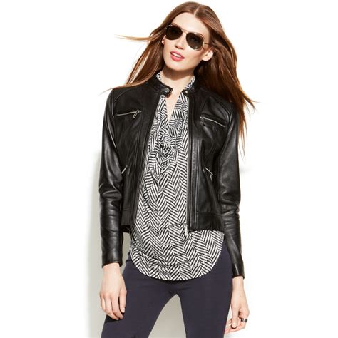 michael kors petite leather jacket